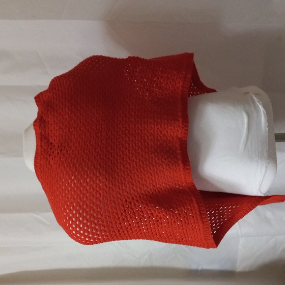 PURE & Co. Wrap Shawl Tangerine Color Knit 3-Button One Size 100% Cotton - Picture 3 of 7